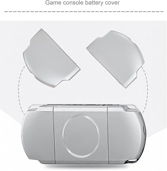 SING F LTD 2PCS Replacement Battery Door Covers Cases Protectors Compatible with Sony PSP 2000 2003 2004 3000 3003 3004 Silver Plastic Console Accessories