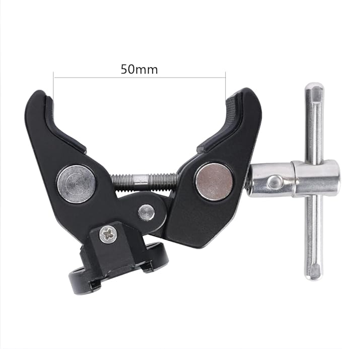 NICEYRIG Super Clamp Crab to Cold Shoe Mount, 1/4’’ Thread, Max. 50mm Jaw Grip Applicable for Power Bank Clamp, Tripod Mount Phone Holder, Vmount Battery Plate - 608