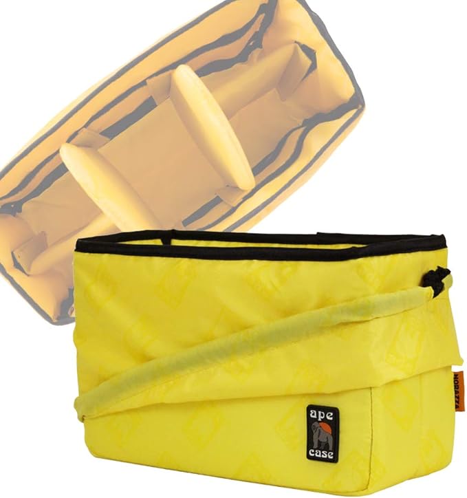 Ape Case Cubeze (ACQB 39) Flexible Padded Storage Bag; Removable & Adjustable Padded Inserts; Drawstring Closure; Hi-Vis Yellow Interior; Exterior Pockets for Accessories; Yellow