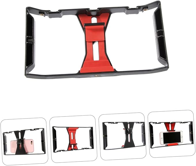 NUOBESTY Smartphone Radio Rig Phone Holder for Filmmaking Handheld Grip Stand for Video Recording Compatible Sturdy Black and Red Design