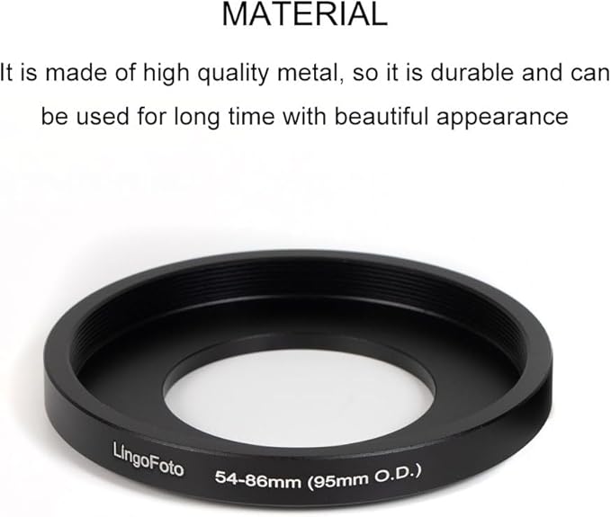 Lens Matte Box Adapter 54-86mm Step up Ring for 54mm Camera Lens to 95mm OD Matte Box Lens Mount (54-86/95mm)
