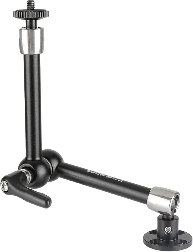CAMVATE 11" Magic Arm with 1/4" Ball Heads & Strengthened Central Lock Knob + Circular Wall Mount Base - 2876