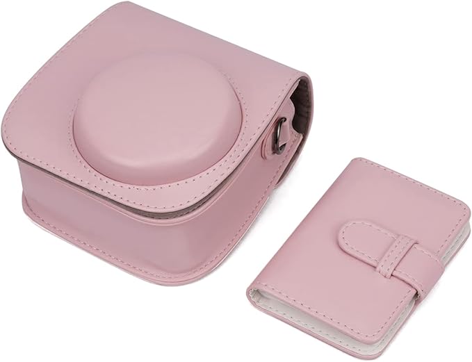 Frankmate Instant Camera Case Compatible with Fujifilm Instax Mini 11/9/8/8+ PU Leather Bag with Pocket and Adjustable Shoulder Strap Mini Photo Album (Pink)