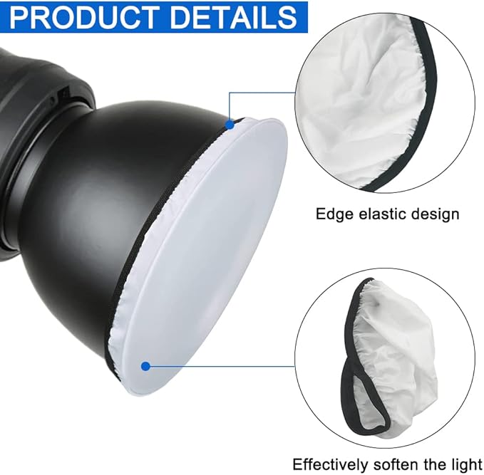 findTop 4-Pack Light Diffuser Sock - Universal Elastic Lamp Cover for Ring Light & Flash Photography (7 Inch/18cm) - Soft White Light Diffusion Fabric for Studio, Portrait, Product Shoots