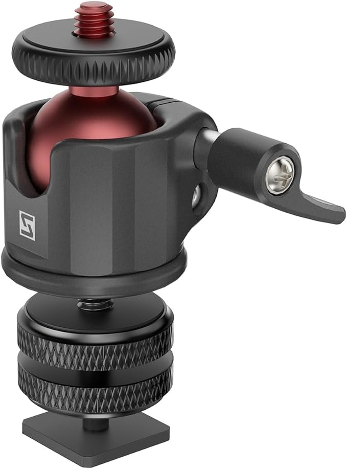 SIOTI Mini Ball Head Mount Adapter, with Hot Shoe Mont, Compatible with Monopod/Digital Card Camera/Microphone/Smart Phone/Action Camera/Flash/LCD (UM22)