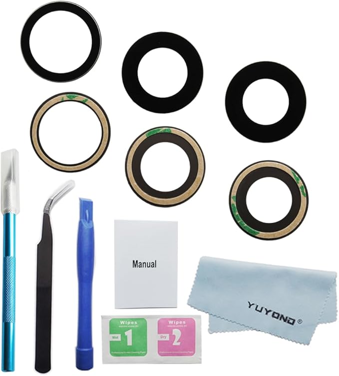 3pcs OEM Original Rear Back Camera Glass Lens Replacement for iPhone 15 Pro Max 6.7 Inches with Preinstalled Adhesive and Repair Tools Kit (for 15 Pro Max)