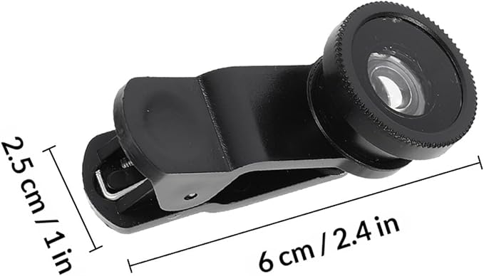 3-in-1 Smartphone Camera Lens Kit, Fisheye Wide Angle Macro Lens Attachment for Cell Phone Photography, Black, Compatible with Most Phones, for Travel and Landscape Shots, 2 Sets