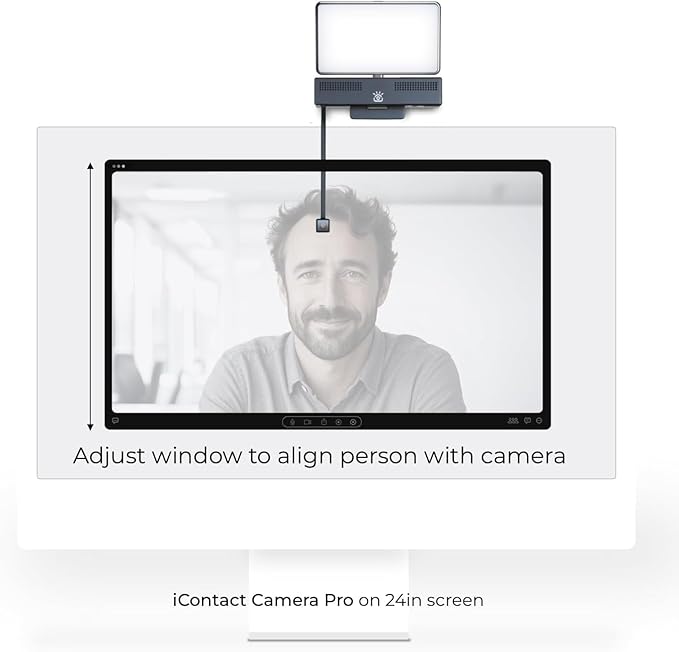 Pro HD 4K Webcam with Eye Contact, Noise Cancelling Mic, Plug and Play USB for Mac & PC Zoom, Wireless Webcam, Conferencing and Video Calling (Pro Camera + Light Panel)