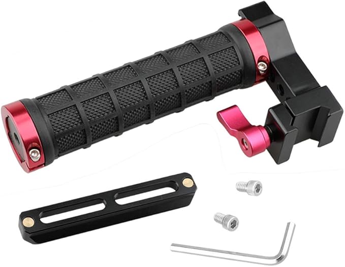 CAMVATE Quick Release Rubber Grip Top Handle with NATO Rail for Blackmagic Pocket Cinema Camera (Red) - 1498