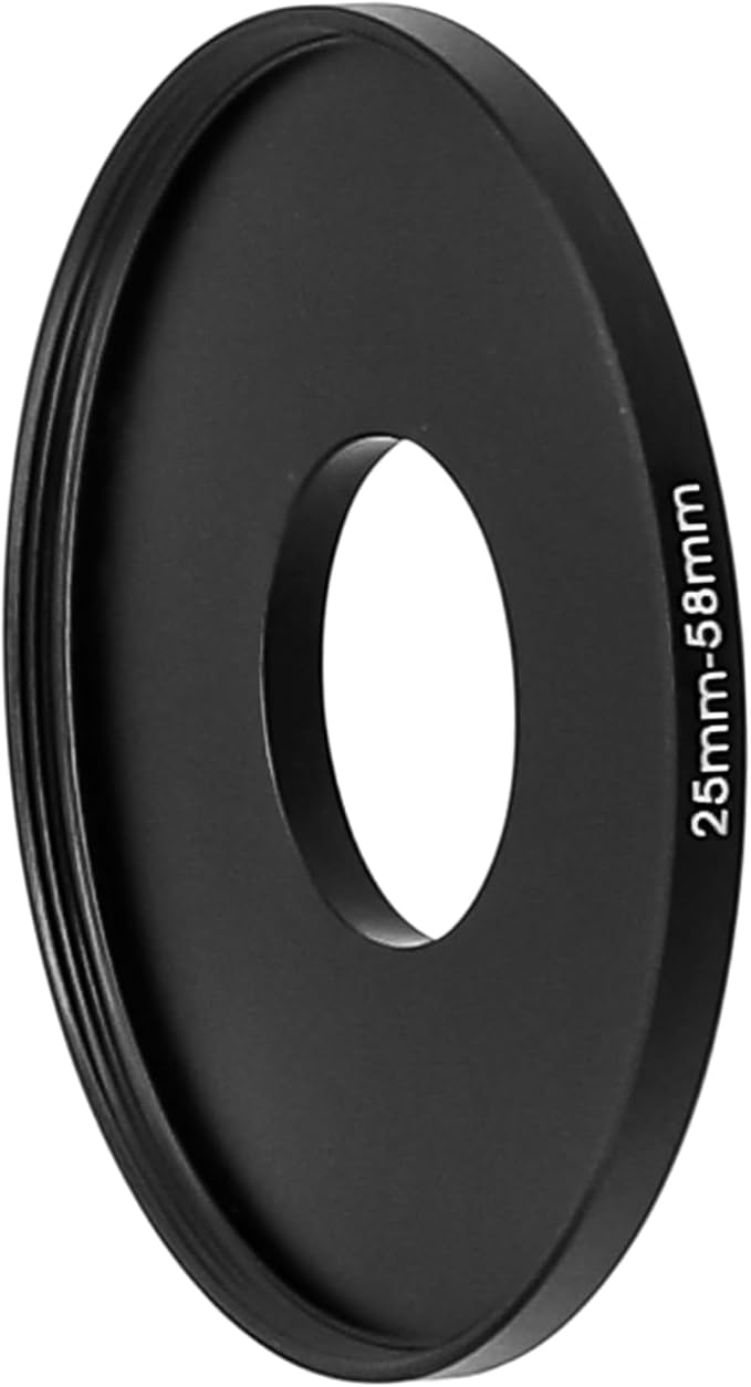 25mm to 58mm Step Up Ring, Screw-in Adapter Ring for 25mm Lens Install 58mm Filter or Camera Accessories