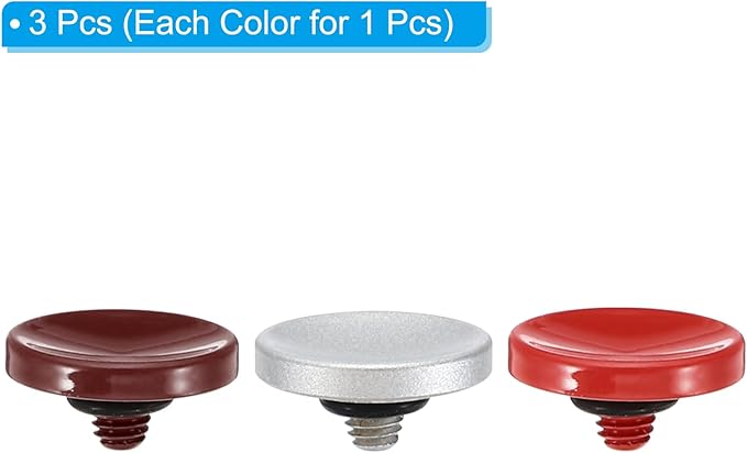 PATIKIL Camera Shutter Button, 3 Pack Soft Shutter Release Button Pure Copper Camera Button Concave Suitable for Nikon for Fujifilm for Leica DSLR/SLR Camera, Dark Red Silver Red