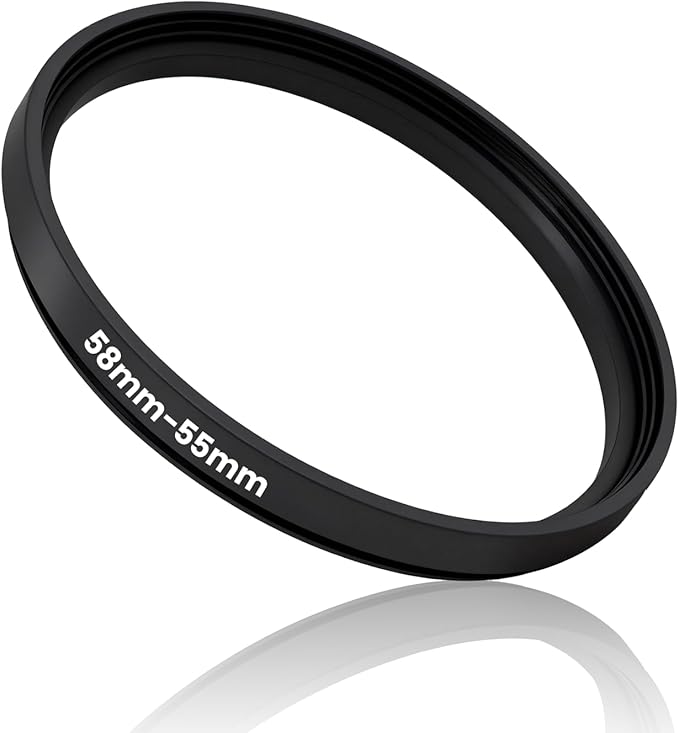 58-55mm Metal Step Down Ring Adapter Filter, Lens Filter Adapter Ring, Universal Precise Threading Enables 58mm Lens to Fit 55mm UV/ND/CPL Filters & Threaded Cameras Hoods