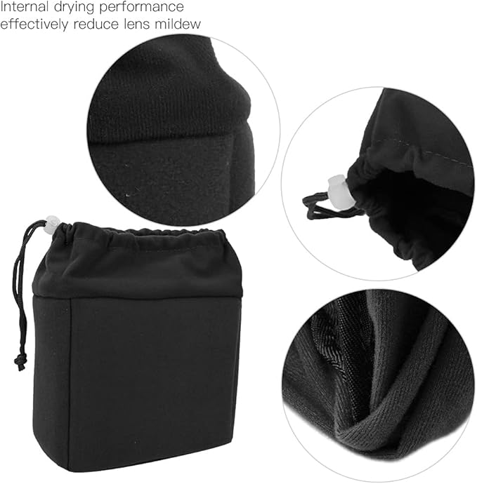 Fydun Camera Insert Bag Camera Carrying Case Shockproof DSLR Camera Lens Insert Bag Padded Case with Nylon Material (Black)