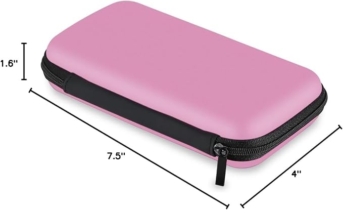 iMangoo Travel Essentials Electronics Organizer Charger Case Portable Dual Zipper Shockproof Pouch Tech Purse Cord Cable Pouches Power Bank Storage Accessories Bag for Women Men,6.5x3.2x1 Pink