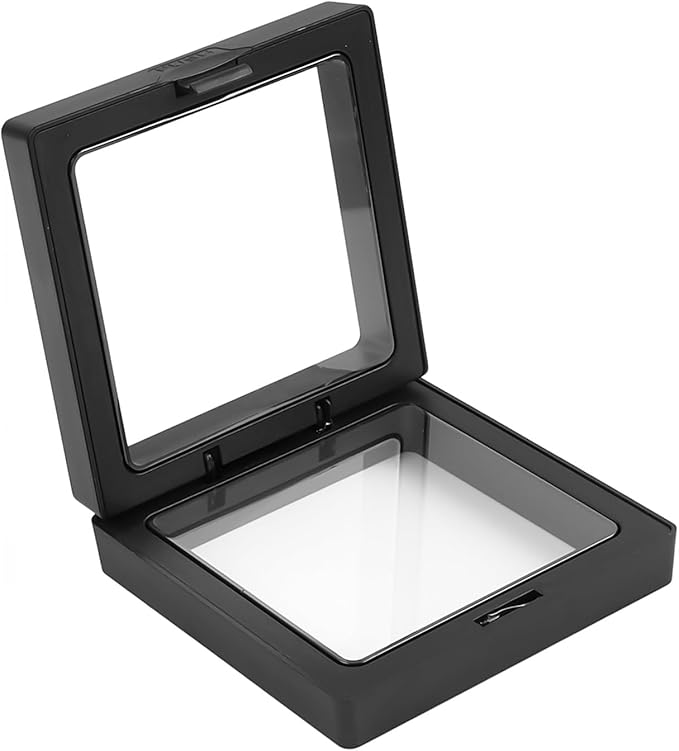 4Pcs Challenge Coin Holder, 3D Floating Frame Display Case with Stand for AA Coin Medallion Military Medal Specimen Jewelry, 2.75x2.75 inches