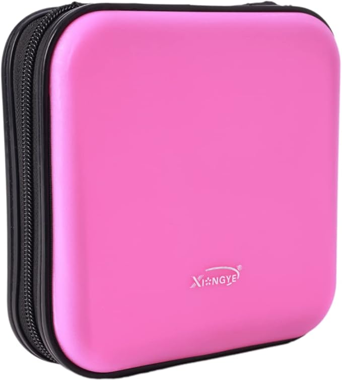 CD DVD Wallet, 32 Capacity Heavy Duty, DVD CD Case Holder for Car,Portable DVD/VCD Storage Disk, Hard Shell Sturdy case, Car CD Disk Holder,Booklet, Blu-ray Wallet (32 Capacity,Peach)