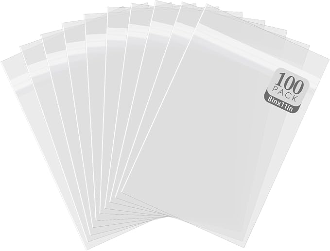 Golden State Art, Pack of 100 8 3/4 X 11 1/16 Crystal Clear Storage Bags, Resealable Magazine Bags for Archival-Quality Storage of Collectible Magazines