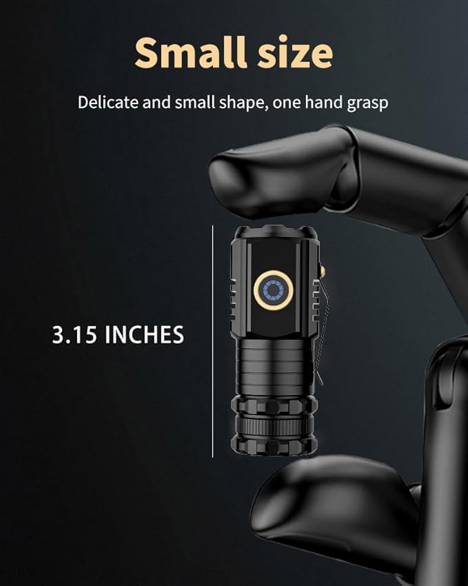 Mini Flashlight 2550 Lumens Rechargeable USB C Charging, Small Flashlights High Lumens 5 Modes, Pocket Light with Clip, Magnetic Flash Light for EDC,Camping, Hiking,Emergency (24pack)