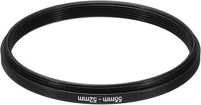PATIKIL 55mm-52mm Metal Step Down Ring, Camera Lens Filter Adapter Ring Aluminum Filter Adapter Ring for Camera Lenses Hood, Black
