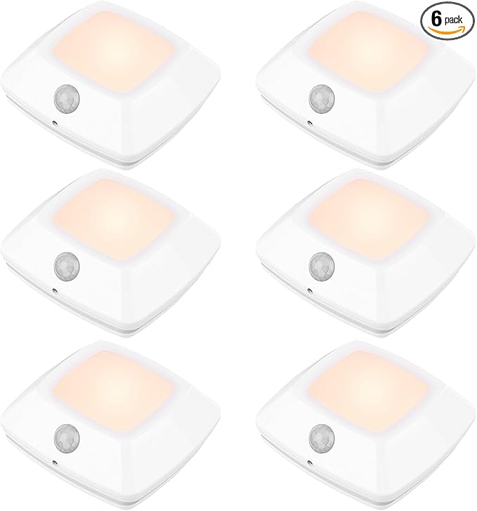 BIGMONAT Motion Sensor Tap Light,Battery Operated Push Lighting, Wireless Puck Lights, Stick-Anywhere Under Cabinet Counter Lights,Easy to Install for Stair/Kitchen/Hallway（White, 6Pack