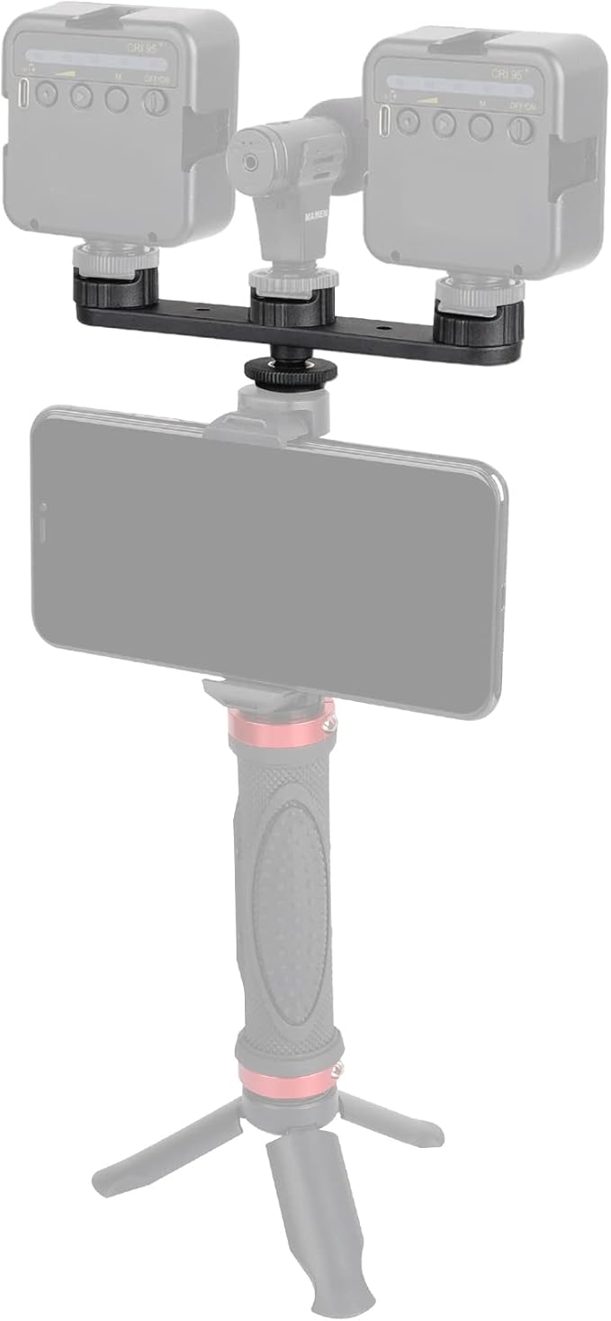 ChromLives Triple Cold Shoe Extension Mount Hot Shoe Base Adapter Extension Bar Bracket with 1/4 Screw for Tripod/Microphone/LED Light Compatible with Canon Sony Cameras…