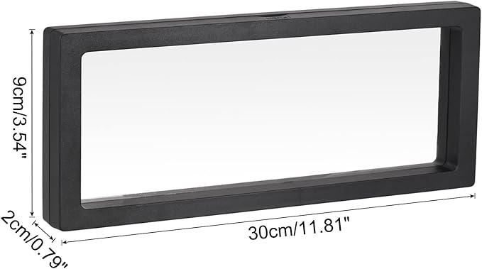 MECCANIXITY Floating Frame Display Holder Stand 3D Jewelry Display Box 11.81 x 3.54 x 0.79 inch Black for Ring Necklace Bracelet Earring Pack of 2
