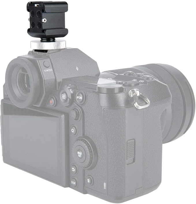 NICEYRIG 3-Side Cold Shoe Mount 360 Degree Swivel with Triple Anti-Off Shoe Adapters, 1/4 Threads for Microphone, Flash Light, Monitor Mount Camera Phone Vlog Vlogging - 328