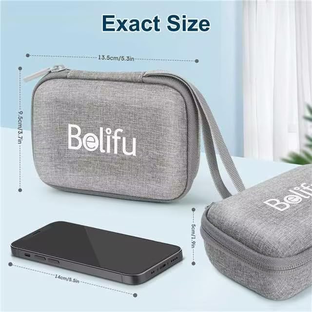 Belifu Storage Bag, Hard Travel Case for Tens Unit, Wires and Electrode Pads, Portable Zipper Bag with Film and Mesh bag