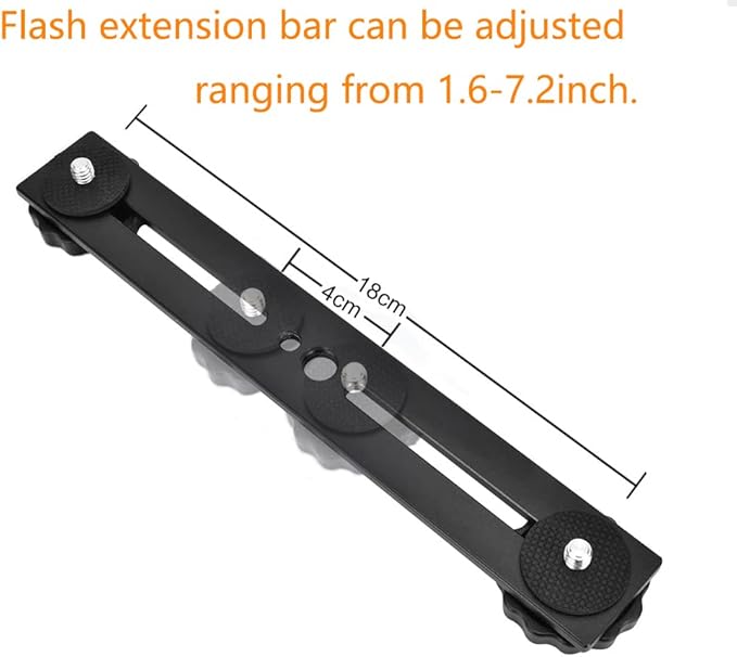 KAGYOKU Dual Flash Bracket 8in/20.3cm Camera Mount Tripod Bracket with 1/4 Screw Hot Shoe Flash Light Bracket for LED Light Microphone 3D Stereo Stereoscopic Photography