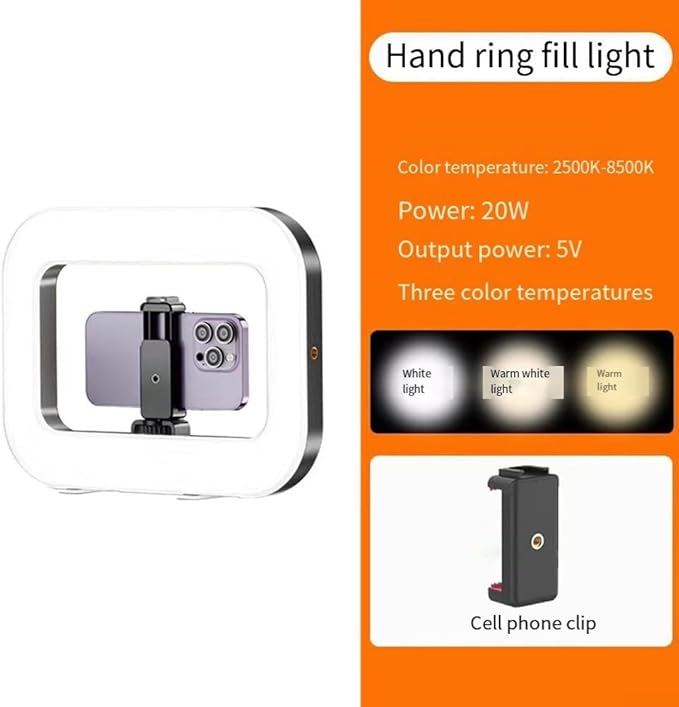 Smartphone Video Rig with Light, Handheld Ring Selfie Light Kit, Rechargeable Portable LED Mobile Video Stabilizer Lamp for Camera Video Recording