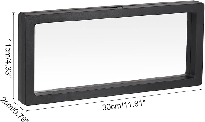 MECCANIXITY Floating Frame Display Holder Stand 3D Jewelry Display Box 11.81 x 4.33 x 0.79 inch Black for Ring Necklace Bracelet Earring Pack of 2