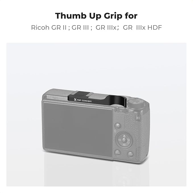K&F Concept Thumb Grip with Hot Shoe Cover for Ricoh GR II GR III GR IIIx GR IIIx HDF GR3x HDF, with 2 Pack Ultra Clear Tempered Screen Protector