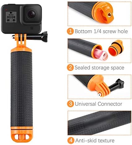 REFLEX CAMERA Waterproof Floating Hand Grip Compatible with Gopro Hero 13/12/11/10/9/8, Akaso, Insta360 & DJI Osmo & Other Action Cameras. Great Floating Handle with Anti Slip Grip & Wrist Strap