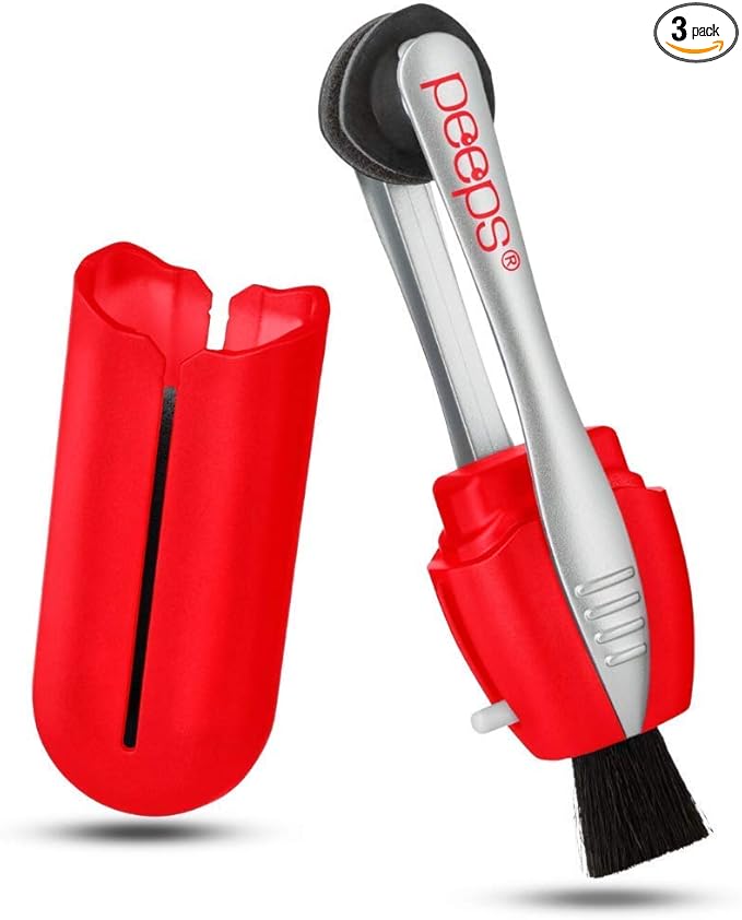 CarbonKlean Peeps Glasses Cleaner - for Eyeglasses, Reading Glasses, and More - Lens Cleaner with Carbon Microfiber Tech - Injected Red - 3 Pack