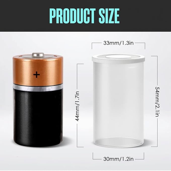 Houseables Film Canisters with Caps, Film Canisters, 35mm Case, Container with Lids, Cannisters for Rockets, Empty Camera Reel Holder, Bottles, Coin Storage, Clear, Plastic, 8oz, 2"x1", 60 Pack, Bulk