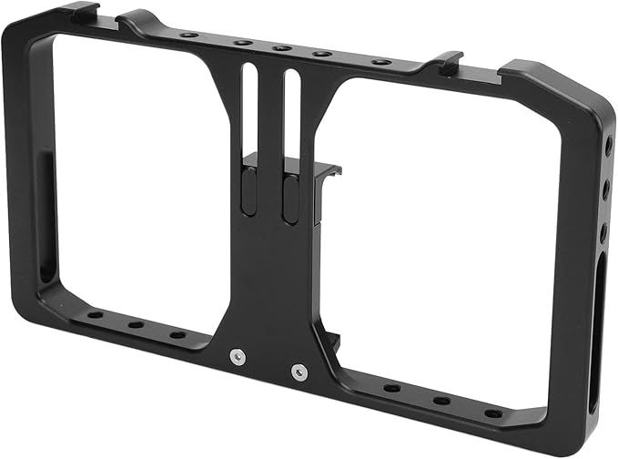 Smartphone Video Rig Aluminum Alloy Phone Cage Stabilizer Grip Frame with Hot Shoe Mount and Multiple 1/4 Inch Screw Holes for Filmmaking Vlogging, Compatible with Phones 2.2 to