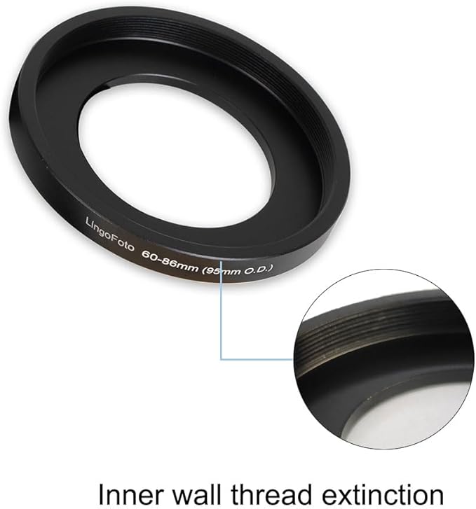 Lens Matte Box Adapter 60-86mm Step up Ring for 60mm Camera Lens to 95mm OD Matte Box Lens Mount (60-86/95mm)