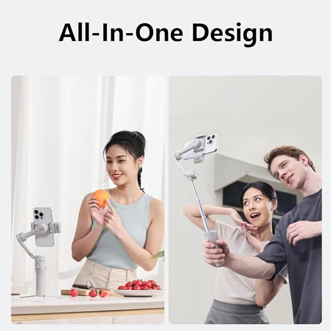 hohem iSteady X3 Gimbal Stabilizer for Smartphone,Portable Foldable 3-Axis Phone Gimbal with Magnetic Fill Light,Detachable Remote Control,Built-in Extendable Rod&Tripod for Travel/Vlog/TikTok - Grey