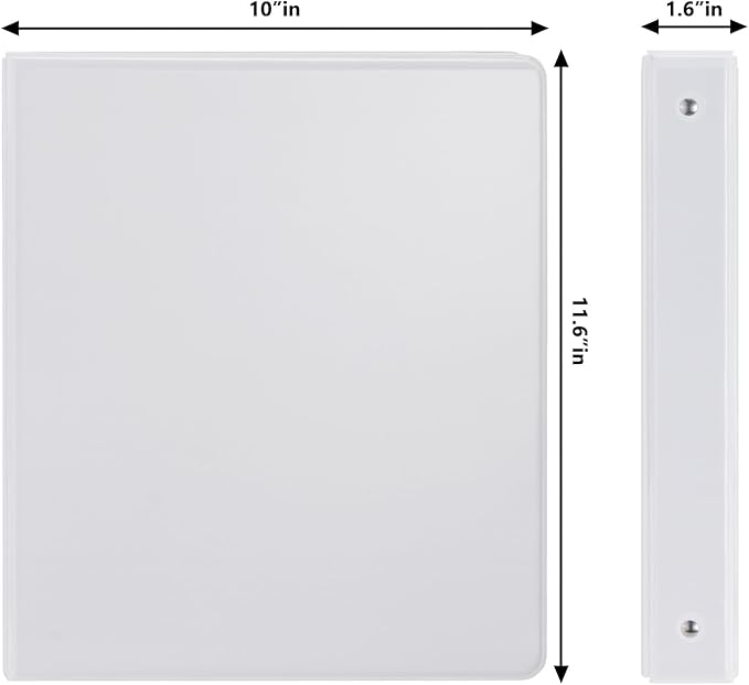 COMIX Sturdy 3 Ring Binder 1 inch with Clear View Cover, 1" Round Ring View Binder, PVC-Free, 2.4mm-Thick, 200 Sheets Capacity of US Letter Size Paper, Office ＆ School Supplies, 8 Pack (White)