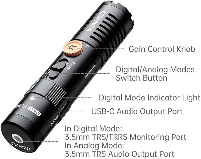 COMICA VM10 PRO Shotgun Microphone,USB C Mic for Camera, Smartphone, Tablet, PC.Ideal for Vlogging, Live Streaming,Recoding.Dual-Mode Video USB Shotgun Microphone with Gain Control