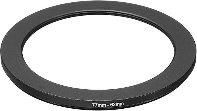 PATIKIL 77mm-62mm Metal Step Down Ring, Camera Lens Filter Adapter Ring Aluminum Filter Adapter Ring for Camera Lenses Hood, Black
