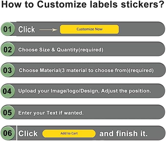 Custom Personalized Small Business Logo Stickers/Labels | Design Your Own Personalized Labels Stickers | 0.50 to 6.50 inch (Square)