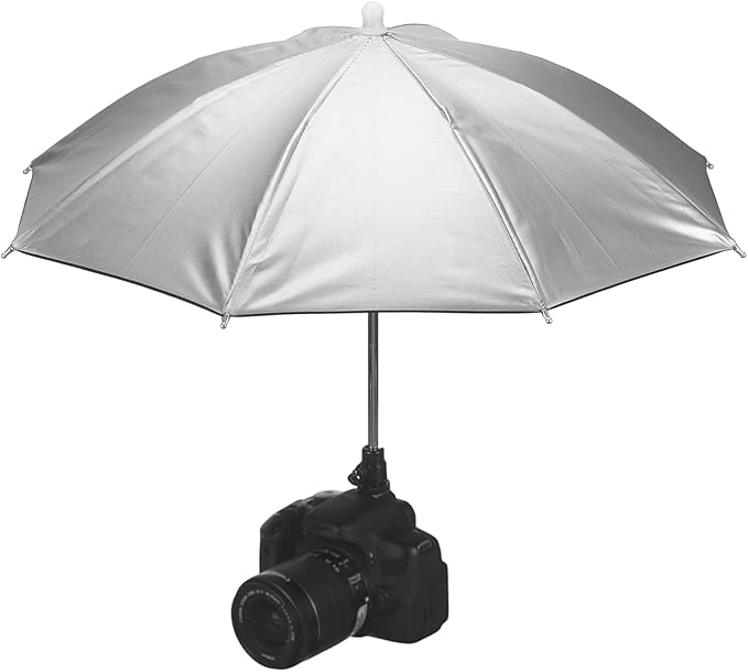 PATIKIL Camera Umbrella, 2 Pack 20 Inch Sunshade Camera Hot Shoe Umbrella Protector Waterproof Rain Cover Protector for Nikon, Silver