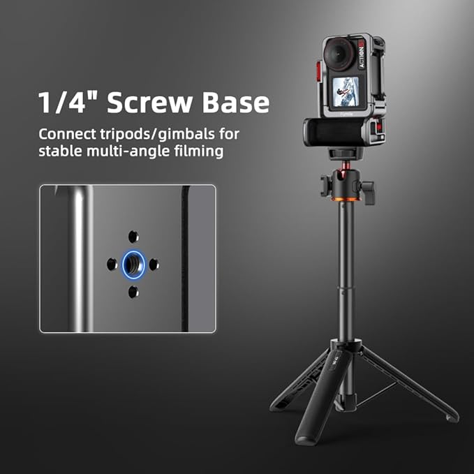 BRDRC Grip Kit for DJI Action 5 Pro 4 3 (with Cage), Handle Holder Bundle Expansion Mount with Shutter Button, Quick Release, Cold Shoe for DJI Osmo Action 5 Pro 4 3 Accessories