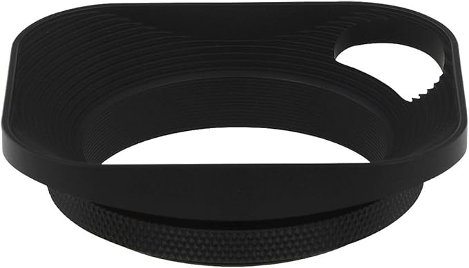 Haoge LH-E2P 49mm Square Metal Screw-in Lens Hood Hollow Out Designed with Cap for Leica Rangefinder Camera with 49mm E49 Filter Thread Lens Black