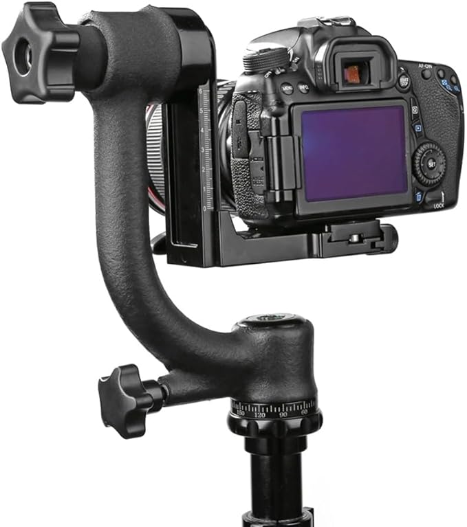 Aluminum Alloy Gimbal Tripod Head with 1/4" Quick Release Plate - 360° Rotating Ball Head, Smooth Pan & Tilt for DSLR, Live Streaming, Bird Watching, Outdoor Shooting Stabilizer, Camera Stabilizer