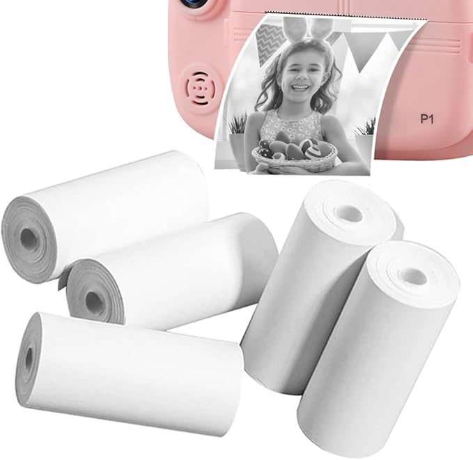 5 Rolls Kids Camera Paper Roll, Mijaowatch Kids Instant Camera Print Paper Non-Adhesive Camera Printer Paper Mini Camera Refill Photo Print Thermal Paper Rolls for Kids Print Cameras 2.24×1.18 Inches