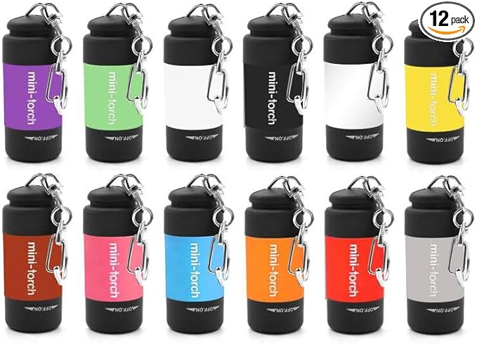UCEC Mini Keychain Flashlight, Travel Flashlight USB Torch Rechargeable Colorful LED Flashlight High-Powered Pocket Keychain Flashlights, 12 Pack