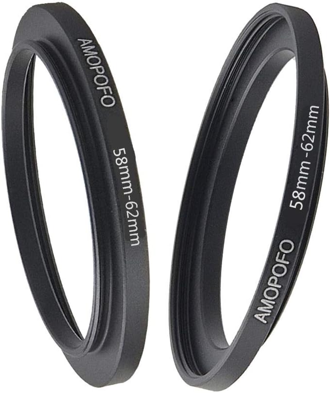 58-62mm Metal Ring/58mm to 62mm Step-Up Ring for Filters,Made of CNC Machined Space Aluminum with Matte Black Electroplated Finish,Compatible with All 58mm Camera Lenses & 62mm Accessories