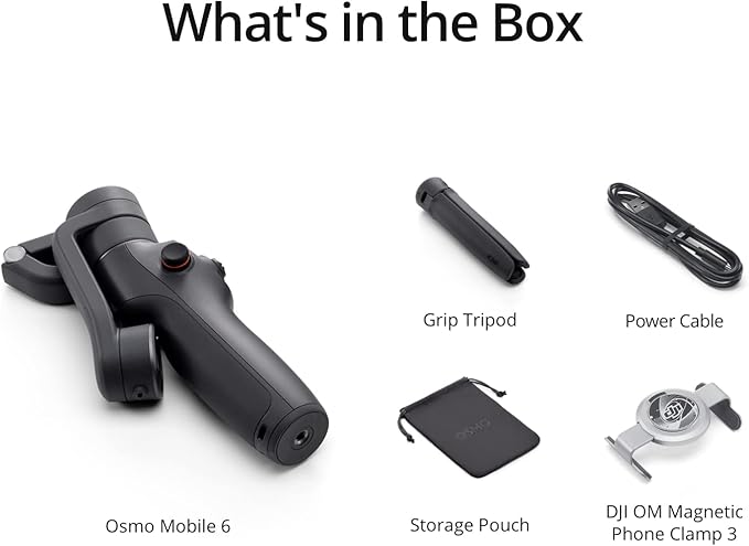 DJI Osmo Mobile 6 Gimbal Stabilizer for Smartphones, 3-Axis Phone Gimbal, Built-in Extension Rod, Object Tracking, Portable and Foldable, Vlogging Stabilizer, Slate Gray